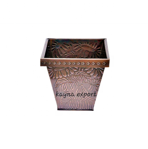 Luxury Decorative Copper Antique Finished Metal Embossed Planter Pot Outdoor and Indoor Decoration Vintage Design Metal Bucket - Product Image 1