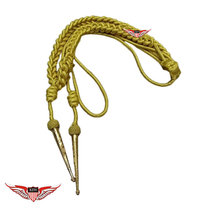 สายสะพายไหล่ประดับตราสัญลักษณ์สีทองแบบถักสำหรับขบวนพาเหรด สายสะพายไหล่สำหรับพิธีการ สายคล้องคอสำหรับเจ้าหน้าที่ ปลายสายประดับตราสัญลักษณ์สีทองเมทัลลิก - Product Image 1