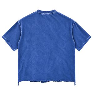 เสื้อยืดครอปสีน้ำเงินรอยัล แขนสั้น คอกลม ขอบดิบ แต่งสไตล์ลำลอง สตรีทแวร์ พร้อมโลโก้ Black Hill Sports - Product Image 4
