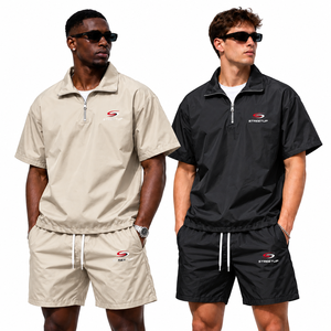 Conjunto de Camiseta y Pantalones Cortos Deportivos de Verano para Hombre, Personalizados por el Fabricante, Transpirables, de Secado Rápido, con Capucha, de Manga Corta, 100% Poliéster - Product Image 1