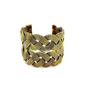 Vintage Textured <b>Cuff</b> <b>Bracelet</b> <b>Silver</b> Tone Blue Stone Open Bangle Casual Jewelry for Women - Product Image 5