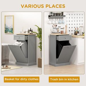 Organizzatore per Armadio Indipendente Grigio con Cestino Ribaltabile e Cassetto per Riciclaggio - Product Image 6