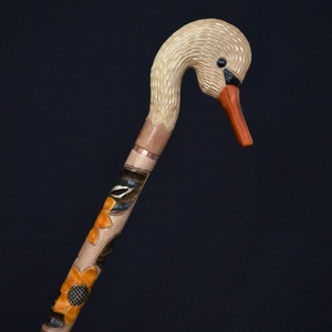 Luxury Hand Carved Wooden <b>Swan</b> <b>Head</b> Walking Stick Handmade Eco-Friendly Rustic Design Retirement Gift Outdoor Use - Product Image 3
