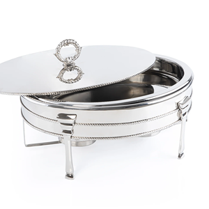 Luxury stainless steel chafing dish <b>buffet</b> <b>warmer</b> with stand fuel holder hotel catering food <b>warmer</b> oval serving dish - Product Image 2