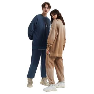 Ensemble de sweat à capuche et pantalon de survêtement pull-over surdimensionné 100% coton pour hommes sweatshirts de survêtement à col à capuche à motif solide - Product Image 5