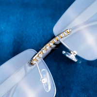 Meilleures ventes Lunettes de soleil de luxe sans monture Hip Hop Moissanite en diamant de créateur pour hommes et femmes au prix de gros pour l'exportation