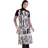 Premium Kalite Kadın Özel Tasarım Burkini 2 Parça Yüksek Bel Kesimli Dijital Baskılı Ön Kru Yaka Spandeks/Polyester Nefes Alabilen Hızlı Kuruyan
