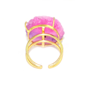 Fashion Design Natural Pink Solar <b>Quartz</b> Gemstone Fancy Shape 18K Gold Plated Designer <b>Ring</b> Jewelry For Women Girls Wholesale - Product Image 3