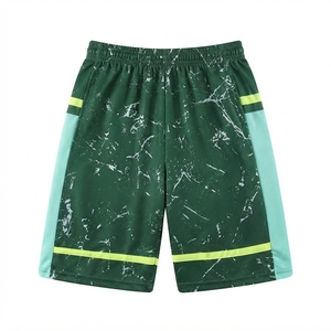 Ensemble de maillots de basket personnalisés, col en V, sans manches, imprimé marbré vert sublimé, évacuation de l'humidité, 100% polyester, adulte - Product Image 5