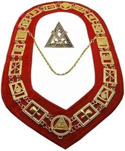 Collier de chaîne maçonnique Royal Arch, bijou de Scribe du chapitre, avec gants, en tissu Valvat - Product Image 2