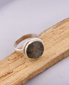 Handmade 925 Sterling <b>Silver</b> Amethyst <b>Solitaire</b> <b>Ring</b> Wholesale Raw Faceted Blue Flash Gemstone Classic Party <b>Ring</b> Supplier - Product Image 1