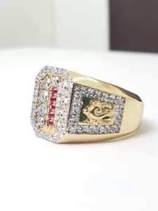 แหวนตราประทับทรงแปดเหลี่ยมประดับเพชร VVS Lab Diamond ชุบทองบนเงินแท้ 925 ได้รับการรับรองจาก IGI สินค้าหรูหราสำหรับทุกเพศ สไตล์พังก์ ฮิปฮอป ดีไซน์สวยงาม - Product Image 3