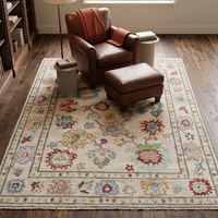 Tapis classique en laine noué à la main de qualité supérieure, couleur ivoire, motif floral coloré, poils plats, tapis décoratif pour salon, chambre à coucher
