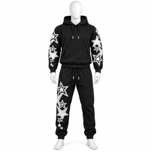 Ensemble de survêtement homme personnalisé avec logo imprimé, respirant, orné de strass, style vintage délavé à l'acide, couleur unie, épais, streetwear, en promotion AMSEC IND - Product Image 4