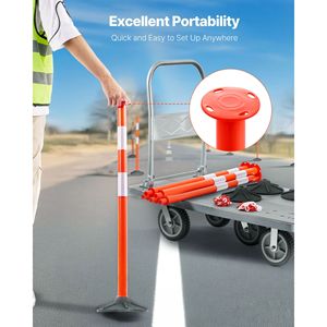 Set di 3 Coni Segnaletici Stradali Resistenti da 34 Pollici con Strisce Riflettenti, Catena e Base Pesante in HDPE - Product Image 4