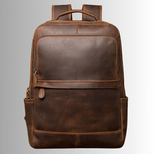 Mochila de Cuero Genuino Clásica con Logotipo Personalizado, Cierre de Cremallera, Diseño Enrollable, Unisex, Gran Capacidad, para Oficina - Product Image 1