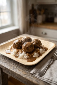 Assiettes carrées durables en palmier d'arec de 8 pouces pour la présentation d'aliments végétaliens et biologiques, compatibles congélateur, pour fêtes, buffets et banquets de luxe modernes - Product Image 1
