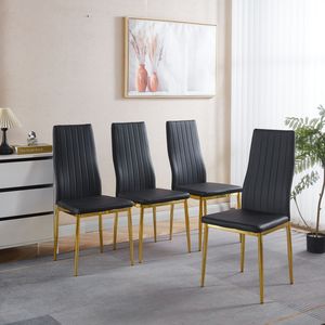 Ensemble de 4 chaises de salle à manger avec pieds dorés et assise noire - Product Image 1