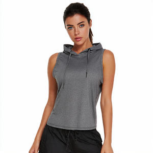 Sudadera sin mangas para mujer al por mayor, top deportivo de otoño para gimnasio, 100% algodón transpirable con logo frontal - Product Image 4