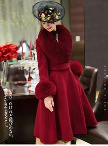 Manteau long en plaid pour femme grande taille Nesta Sports Hiver 2023 avec col et poignets en fausse fourrure de laine et ceinture - Product Image 5