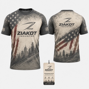 ZIAKOT industry New design Men's Custom Steel Gray Vintage USA Flag-City <b>White</b> Performance T-Shirt - Product Image 1