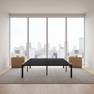 Cadre de lit plateforme simple en métal pliable moderne avec rangement pour chambre d'appartement ENKE Z-11, sommier - Product Image 3