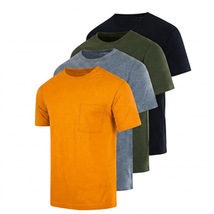 Men's Regular Fit 100% Cotton O-Neck <b>T</b>-<b>Shirt</b> Solid Color Casual Short Sleeve Breathable Jersey Knitted <b>Pocket</b> Design - Product Image 2