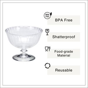 [Holar] Tazón de Postre de Plástico con Rayas Verticales, Fabricado en Taiwán, con Tallo Corto y Claridad Similar al Vidrio, para Cafetería, Restaurante, Buffet - Product Image 2