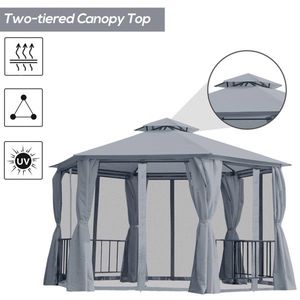 Gazebo Bioclimático de 13 pies x 13 pies, Pérgola de Hierro y Madera Resistente a la Lluvia para Patio, Jardín o Terraza, con Marco Revestido en Color Gris - Product Image 6