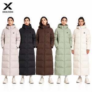 Veste d'hiver matelassée longue pour femme X Sports City, couleur unie, rembourrage en polyester, fermeture éclair, style minimaliste, OEM - Product Image 1