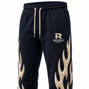 Conjunto de Sudadera con Capucha y Pantalones para Hombre, Estampado de Llamas, Cierre Completo, Ligero, Corte Holgado, Lavado Ácido, Estilo Deportivo de Invierno, Algodón, Superventas - Product Image 5
