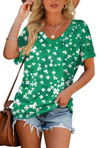 T-shirts décontractés à col en V 100 % polyester de haute qualité pour femmes, grandes tailles, chemisiers unis, motifs personnalisables, anti-boulochage - Product Image 4