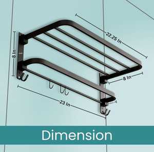 Black Metal Wall <b>Shelf</b> Towel Rack Hook Storage <b>Shelf</b> Bathroom <b>Organizer</b> Modern Wall Mounted - Product Image 6