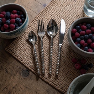 Minimalist Metal Cutlery Set <b>Mirror</b> Finish Long Handle Silver Plated Dishwasher Safe Wedding Dinnerware - Product Image 5