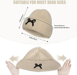 หมวกบีนนี่ไหมพรมถักลายน่ารัก สไตล์ unisex สำหรับฤดูหนาว พิมพ์ลายโลโก้ตามสั่ง ขายส่ง ผลิตจากอะคริลิก 100% ให้ความอบอุ่น ขอบถักแบบริบ เหมาะสำหรับกิจกรรมกลางแจ้ง - Product Image 2