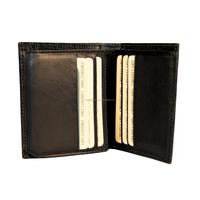 Dompet RFID pendek mewah pria kulit asli dengan penutup terbuka pola geometris tempat kartu Logo kustom kotak hadiah grosir