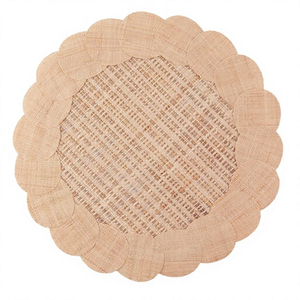 Ensemble de sets de table ronds de style classique en beige pour la décoration de la maison, en papier de raphia naturel tissé à la main - Product Image 5