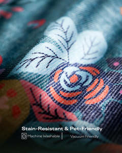Tapis rectangulaire en polyester à franges, tissé à plat, motif floral, fabriqué à la machine, adapté aux animaux domestiques, style moderne pour salon et décoration intérieure - Product Image 3