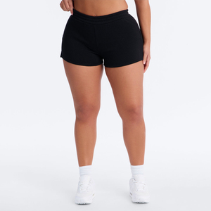 Shorts en tricot noir uni de haute qualité pour femmes, taille haute, élastiques, décontractés, respirants, shorts de sport pour tous les jours, shorts de sport pour femmes - Product Image 3