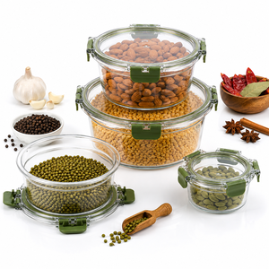 Round PET Food Storage Containers 4-Piece Clip-On Lids Airtight Stackable Microwave & Dishwasher Safe Luxury Design Kitchen Use - Product Image 3