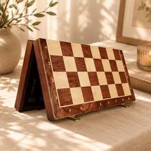 Eco Friendly Solid <b>Wood</b> Folding <b>Chess</b> <b>Board</b> Set Beginner Friendly for Adults and Kids High Quality Luxury Handmade - Product Image 4