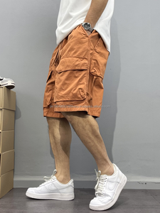 Short cargo de sport à motif uni pour homme, style américain, multi-poches, respirant, taille élastique, été - Product Image 5