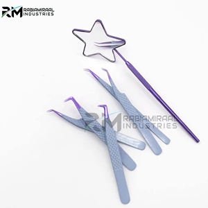 Pince à épiler pour extensions de cils RMI de haute qualité en argent avec embout violet et poignée diamantée, logo personnalisé - Product Image 5