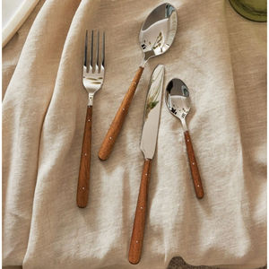 Great Quality Stainless Steel Cutlery With Teak Wood Handle Modern Designer <b>Flatware</b> Dinnerware Stylish Home Use Factory Price - Product Image 5