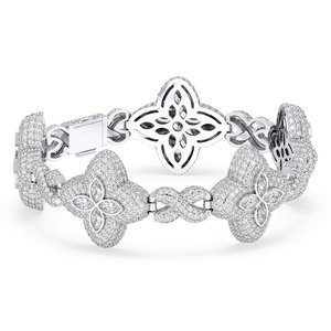 REYES Pulsera de eslabones con diseño de trébol de moissanita VVS estilo Hip Hop en plata de ley 925 para mujer, joyería fina - Product Image 2