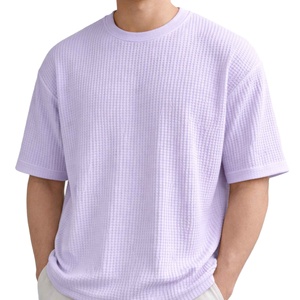 Premium Quality Custom Polyester Cotton Blend Men's <b>Waffle</b> Knit Thermal Breathable T <b>Shirt</b> Regular Fit High Street - Product Image 1