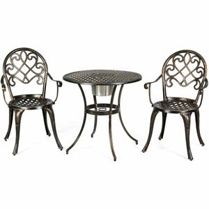 Set Bistrot da Esterno in 3 Pezzi con Secchiello per Ghiaccio Rimovibile Integrato per Feste in Giardino - Product Image 1