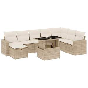 Conjunto de Sofás Modulares Medianos de Ratán Sintético PE Beige para Jardín - Product Image 2