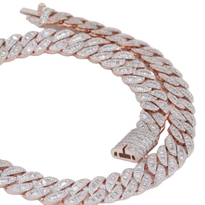 Chaîne cubaine 25 mm en or et argent, sertie de diamants entièrement incrustés par clos, style Hip Hop tendance, bijoux fins, cadeau de fiançailles chrétien - Product Image 2