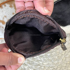 Real Cowhide Fur Leather Oval Shape Small Coin Wallet Genuine Leather High Quality Coin Purse Money Bag <b>Pouch</b> for Women's - Product Image 6